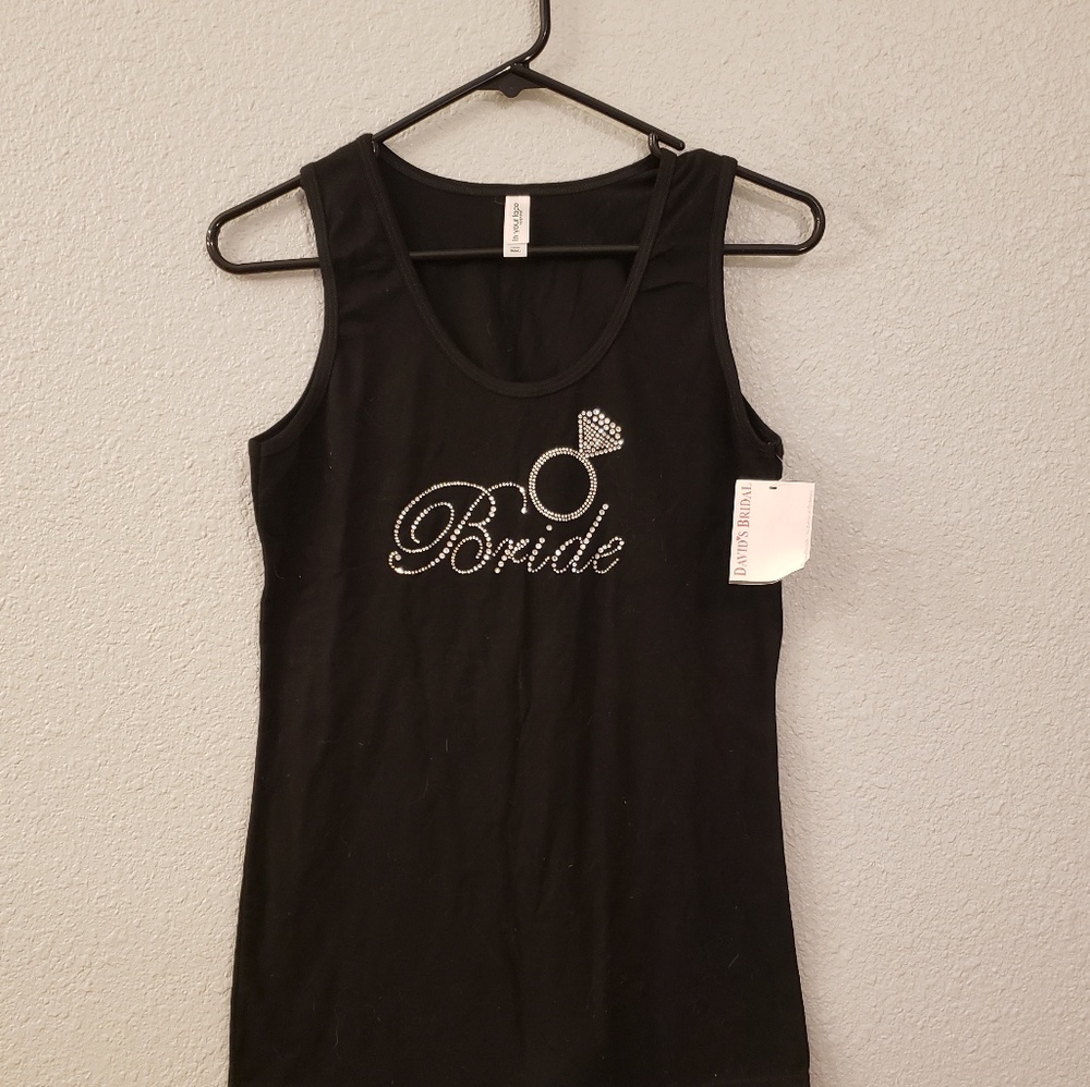 NWT BLACK AND RHINESTONE BRIDE TANK